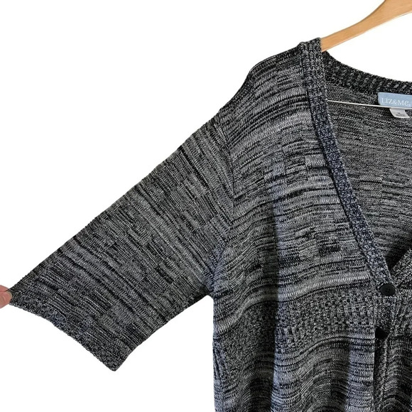 Liz & Me Gray Cardigan Sweater Plus Size 2X V Neck Short Sleeves Neutral Knit - Picture 4 of 7